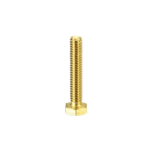 Image of uxcell Brass Hex Bolts, 1 /4-20x1-1 /2 1pcs Fully Thread Grade 4.8 Solid Brass Hexagon Head Bolt Machine Screws for Machinery