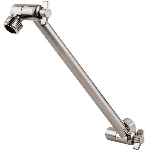 Hotel Spa 11" Solid Brass Adjustable Shower Arm with Lock Joint, Brushed Nickel, 2-Foot Range, Universal Connection