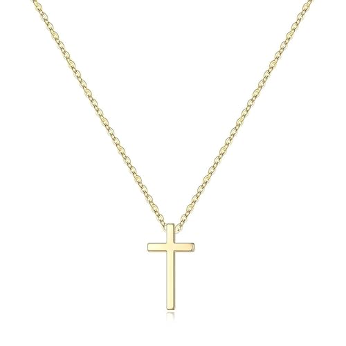 Mezrkuwr Collier Croix pour Femme - 18 Carats Plaqué Or Véritable avec Boîte à Bijoux, Chaîne en Or, Ensemble de Colliers Ras du Cou - Cadeaux de Bijoux