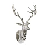 Deco 79 Aluminum Metal Deer Home Wall Decor Head Wall Sculpture, Wall Art 17' x 16' x 23', Silver