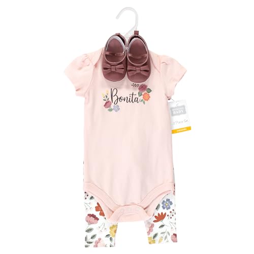 Image of Hudson Baby Unisex Baby Cotton Bodysuit, Pant and Shoe Set