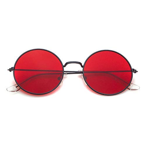 Mens Round UV Protected Sunglasses Frame Colour- Black, Lens Colour- Red (Medium) Pack of 1-image-5