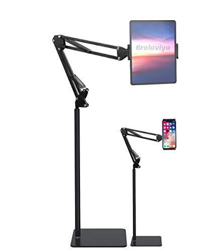 BROLAVIYA Multi-Direction Universal Tripod Floor Stand for 4′-10.2′ Diagonal inch, with Gooseneck Clip Lazy Arm Bracket for Both Mobiles and Tablets for Bedroom, Office, Kitchen BROLAVIYA Multi-Direction Universal Tripod Floor Stand for 4′-10.2′ Diagonal inch, with Gooseneck Clip Lazy Arm Bracket for Both Mobiles and Tablets for Bedroom, Office, Kitchen
