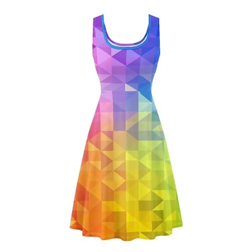 Image of TOADDITDO Women's Sleeveless O Neck Beach A-Line Party Coctail Tank Dresses Flared Sundress