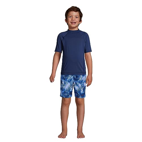Lands' End B Ss Solid Rash Guard Deep Sea Navy Kids Large #TOP4