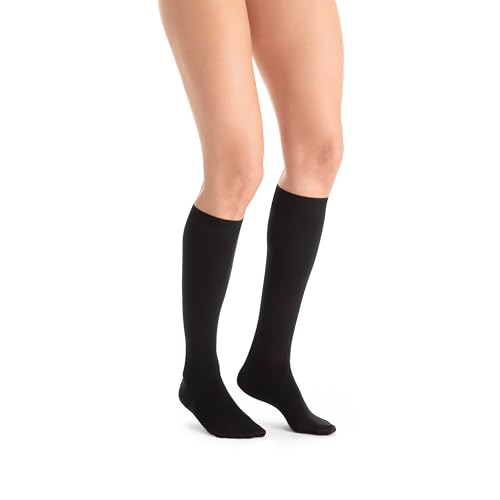 JOBST UltraSheer Knee High with SoftFit Technology Band, 20-30 mmHg Compression Stockings, Closed Toe, X-Large, Classic Black