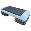 Adjustable Workout Aerobic Stepper in Fitness & Exercise Step Platform Trainer Gray Black with 4 risers
