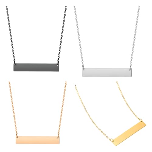 Collares de barra de acero inoxidable con colgante horizontal personalizable