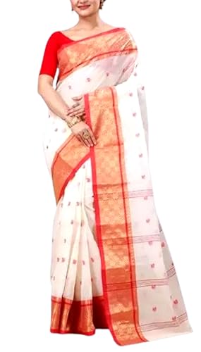 Generic red white and red silk saree – image 2