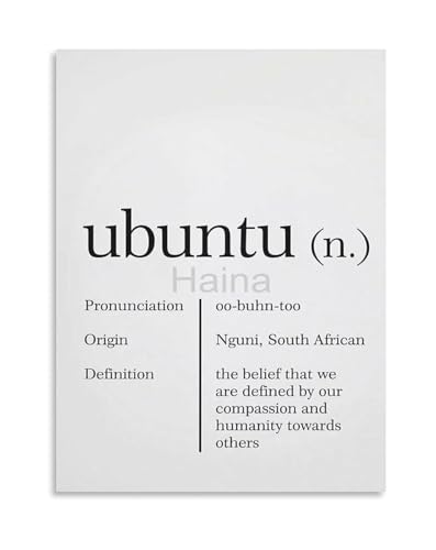 Philosophical Wall Art Ubuntu Definition Quote Inspirational Canvas Poster for Living Room Bedroom Home Decor(Framed,16x24inch(4
