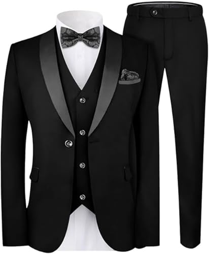 Swing Penguin Men’s 3-Piece Slim Fit Tuxedo Suit Black
