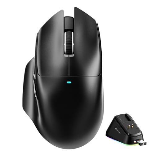 ATTACK SHARK Mouse para jogos V6 65g Superlight sem fio com base de carregamento magnético RGB, mouse BT/2,4 GHz sem fio/com fio 1K, sensor PixArt PAW3311, 25000DPI, mouse gamer de escritório para PC