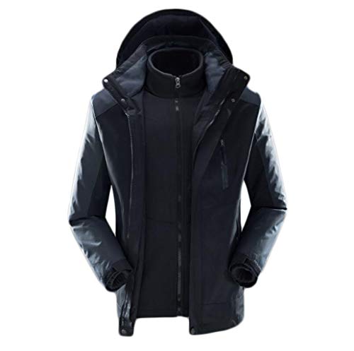 3-in-1 Men's Jacket - Lightweight All Season Jacket, Waterproof Raincoat, Breathable - Men's Jacket for Cold Weather Water Resistance 1500mm (Color : BLACK, Size : XXXL)