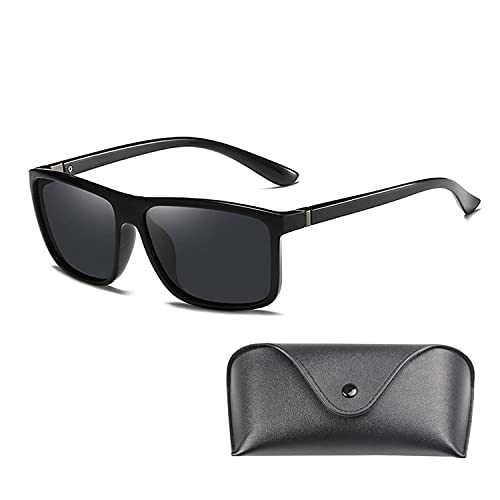 Sonnenbrille Polarisiert, Sonnenbrille Herren Damen Unisex, Schwarz Sonnenbrille Verspiegelt, Retro Sonnenbrille Eckig - Fahrerbrille Sportbrille für Freien Fahrrad Angeln Wandern UV400 Schutz Cover