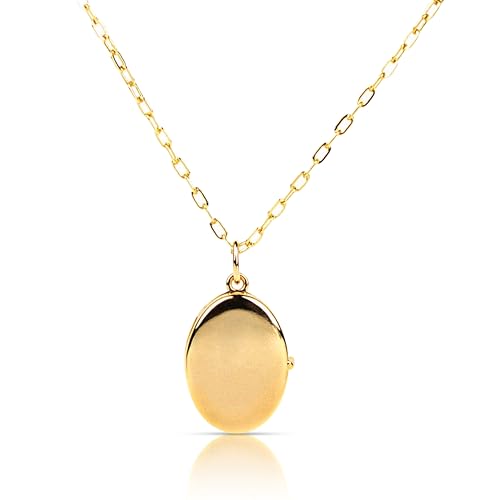 Modern Moments Locket Necklace For Women - Oval Locket Pendant Necklace With Picture Inside