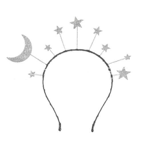CRZQXOUR Star and Moon Headwear Sparkling Star Headwear Sparkling Star Hairbands Moon and Star Accessories, Suitable for Women, Girls, Birthdays, Fashion Parties