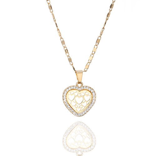 Ouran Collier Ras du Cou pour Les Femmes, Amour Collier Pendentif Coeur avec Cristal Brillant pour Les Filles Collier chaîne Strass Brillant la chaîne Zircon cubique Brillant (Plaqué Or)