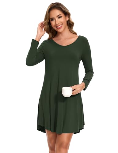Image of GYS Womens Bamboo Viscose Nightgown Super Soft Lightweight Night Shirts for Sleeping
