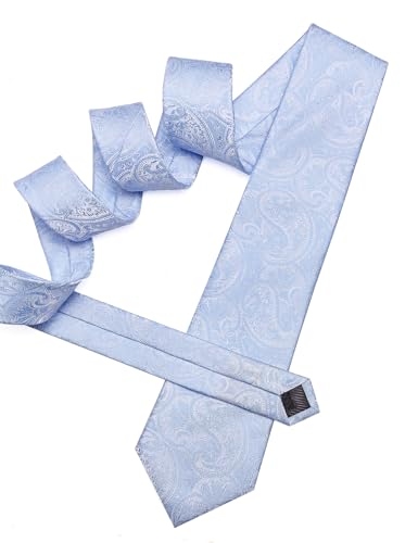 Image of Barry.Wang Men Ties Paisley Woven Silk Necktie Set with Pocket Suqare Cufflinks Formal