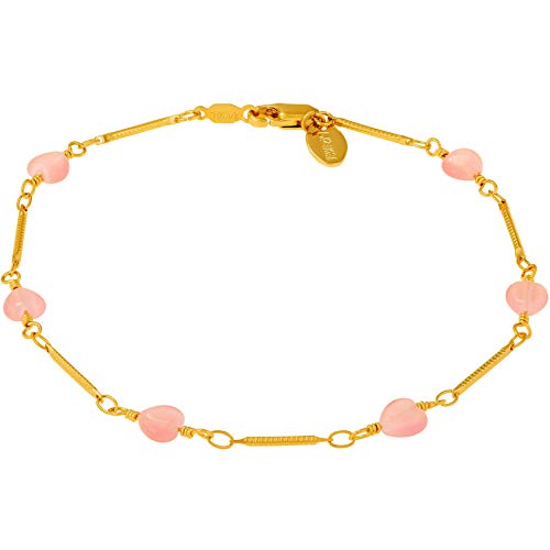 Lifetime Jewelry Ankle Bracelet for Women and Teen Girls [ 24k Gold Plated Pink Hearts Anklet ] Cute and Durable Foot Chains for Beach or Party (11.00)