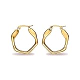 Pendientes de plata de ley 925 con parte trasera plana, diseño geométrico de aro, hipoalergénicos, para orejas sensibles, regalos de cumpleaños para ella, con caja de regalo de joyería incluida