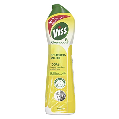 Viss Cleanboost Crème à récurer Citrus Nettoyant efficace 100% puissant contre la graisse et la saleté avec particules de nettoyage 100% naturelles 500 ml
