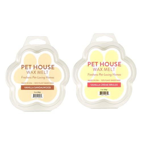 Image of Pet House Scented Wax Melts Long-Lasting, Pet-Friendly Plant Based, Wax Melts for Home, Vanilla Sandalwood and Vanilla Creme Brulee 3 OZ Each, 2 Pack