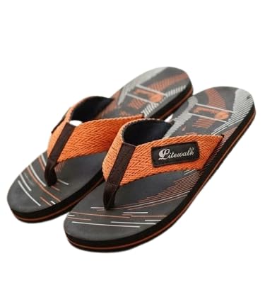 Image of Boy's Flip Flops Slippers, Orange and Black, Size 1