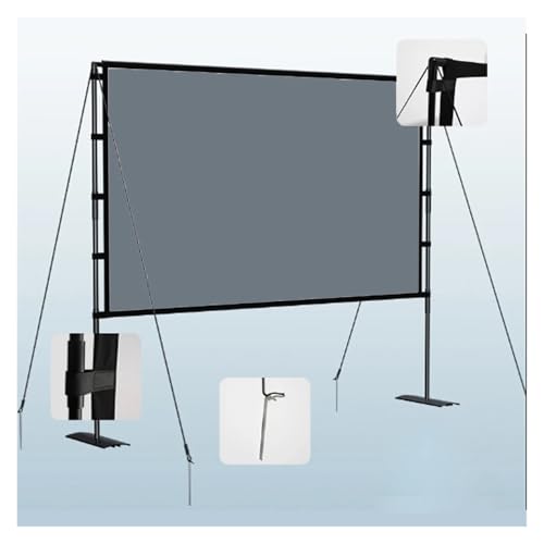 Pantalla de proyector con soporte gris anti-luz 84-120 pulgadas plegable con doble soporte de hierro y bolsa portátil (100 pulgadas) miniatura 5