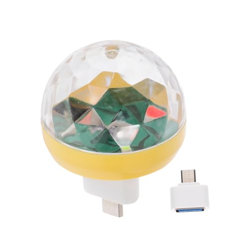 POPETPOP USB Mini Disco Ball Light Portable Stage Light with Sound Activation for Karaoke Christmas Parties and Home Entertainment Yellow