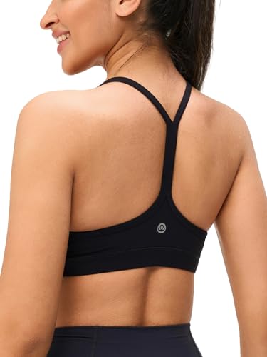 Image of Womens Y Back Padded Sports Bra Strappy U Neck Butter Soft Low Impact Workout Bras Yoga Pilates Walking