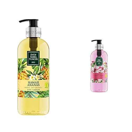 Eyüp Sabri Tuncer Doğal Zeytinyağlı Sıvı Sabun Hawaıı Ananas (500 ml) xEyüp Sabri Tuncer Doğal Zeytinyağli Sıvı Sabun Japon Kiraz Çiçeği (500 ml)