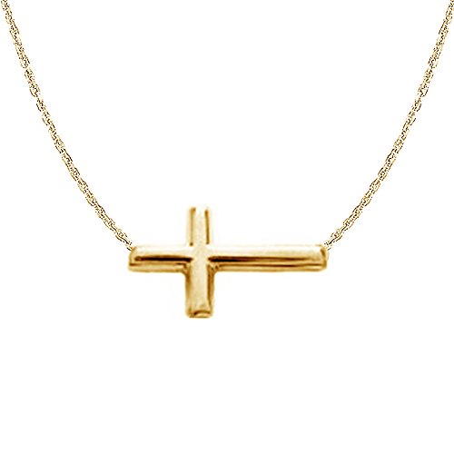 Ritastephens 14K Yellow Gold Sideways Cross Bracelet Adjustable Chain 7-7.5 Inches #TOP1
