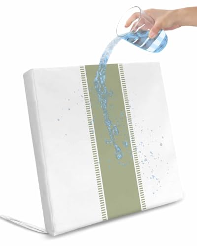 Edwiinsa Sage Green Stripes Indoor/Outdoor Seat Cushions Cover,Waterproof Patio Chaise Lounge Cushion Cover for Beach Pool Side Chair Cushions 24x24x2 Pieces Geometric Pure Solid Color