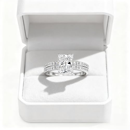 2-4 Carat Moissanite Wedding Ring Bridal Sets for Women D Color VVS1 Clarity Bridal Sets Wedding Rings Customizable 10K /14K Solid Gold Promise Ring Sets for Her Free Engraving4