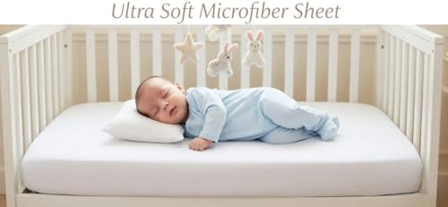 Image of Everyday Kids 2 Pack Fitted Boys Crib Sheet, 100% Soft Breathable Microfiber Baby Sheet, Fits Standard Size Crib Mattress 28in x 52in, Nursery Sheet - Space /White