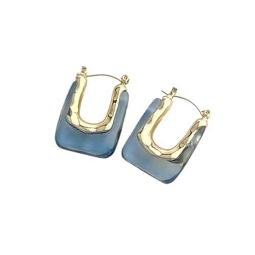 Chunky Acrylic Hoop Earrings Resin Geometric U Shape Hoop Earring Trendy Jewelry Gifts for Women, Zinc Acrylic, No Gemstone