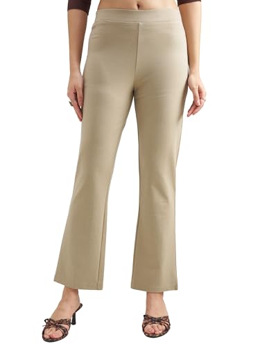 Image of Tokyo Talkies Women's Stretchable Bootcut Pants | High Rise Flared Trousers |Travel & Formal Wear|Workwear Trousers