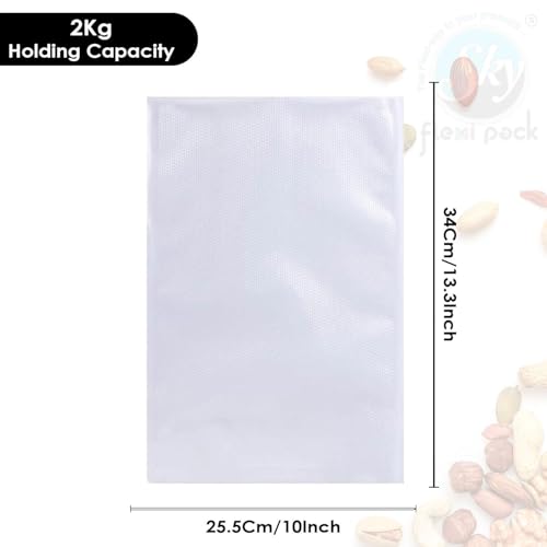 Image of Vacuum Pouches 25.5x34cm Pack of 25 | Vaccum Bags for Food Packing | One Side Dotted Embossed | BPA Free Microwaveable | Food Grade Vacuum Storage Bag Transparent | 90 Micron 2kg