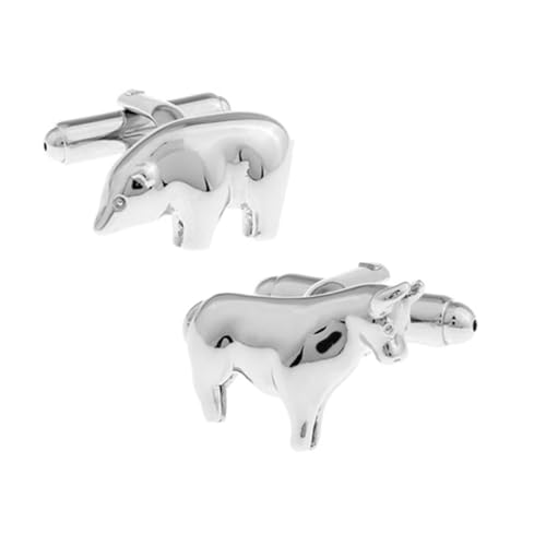 Gemelos de plata para hombre diseño oso y vaca camisas vestir formal