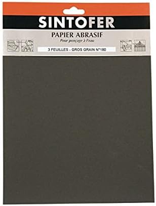 Sintofer 3 Sheets Water Sanding Paper Coarse 180 Grit