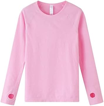 Morning8Kids | Girls‘ Workout Shirts Sweatshirts T-Shirts Dry-Fit Slim-Fit Long Sleeve with Seamless Construction 5 31MESAvNaBL. AC