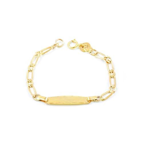Esclava Bebe Oro Amarillo eslabón 1x1 (9kts) - Estuche Regalo - Certificado de Garantía - Mondepetit