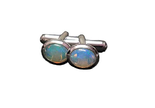 Mancuernillas de Plata 925 con Ópalo Natural 6x8 mm