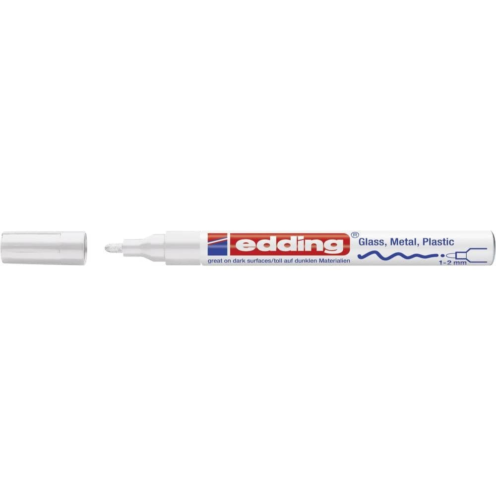 edding 751 marcador de tinta opaca brillante - blanco - 1 rotulador - punta redonda 1-2 mm - rotulador brillante efecto lacado para vidrio, piedras, madera, plástico, papel - color permanente