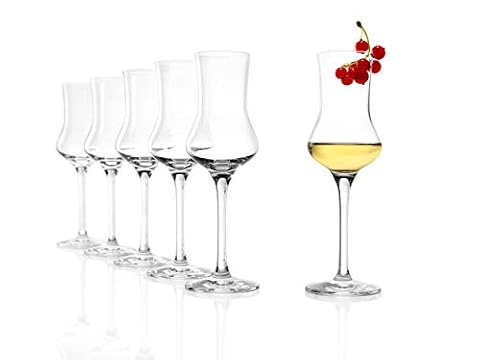 STÖLZLE LAUSITZ Szklanki Grappa, zestaw 6 sztuk, kieliszki do napojów z trzonkiem, szklanki do likieru, 90 ml, nadaje się do mycia w zmywarce, jak dmuchane ustami, doskonała jakość premium