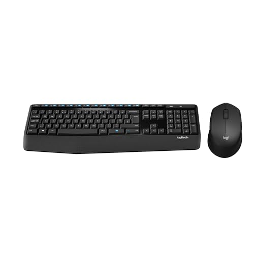 Logitech MK345 Wireless Keyboard and Mouse Combo Full-Sized Keyboard with Palm Rest Right-Handed Mouse 2.4 GHz Wireless USB Receiver Compatible with PC laptop Arabic Layout - Black