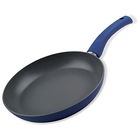 Tasty Frying Pan 24cm, 1000ml, Non-Stick Saucepan with Handle, Frypan with Non-Stick Coating, Saute Saucepan for All Stoves, incl. Induction, Dishwasher Safe, Dimensions: Ø 24cm, Colour: Grey, Blue Cover
