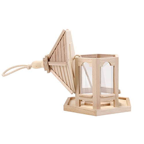 Comedero para pájaros de madera hexagonal colgante exterior 4