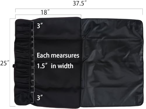 Tosnail Chef Knife Case Roll Bag with 21 Slots & 1 Large Zipper Pocket, Easy Carry Handle and Shoulder Strap - Black